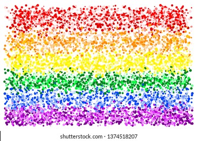 Colorful rainbow texture background of various colors and dots, used LGBT pride flag colors, symbol of LGBTQ (lesbian, gay, bisexual, transgender, and questioning). Vector illustration, EPS10.