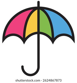colorful Rainbow umbrella vector icon. isolated on white background. Umbrella with rainbow colors.icon, isolated, rainbow, design, vector, background, illustration, symbol, sign, umbrella, color.