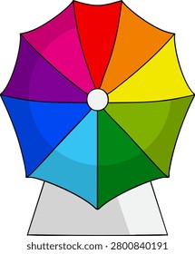 Colorful rainbow umbrella vector icon representing diversity, inclusion, and pride.