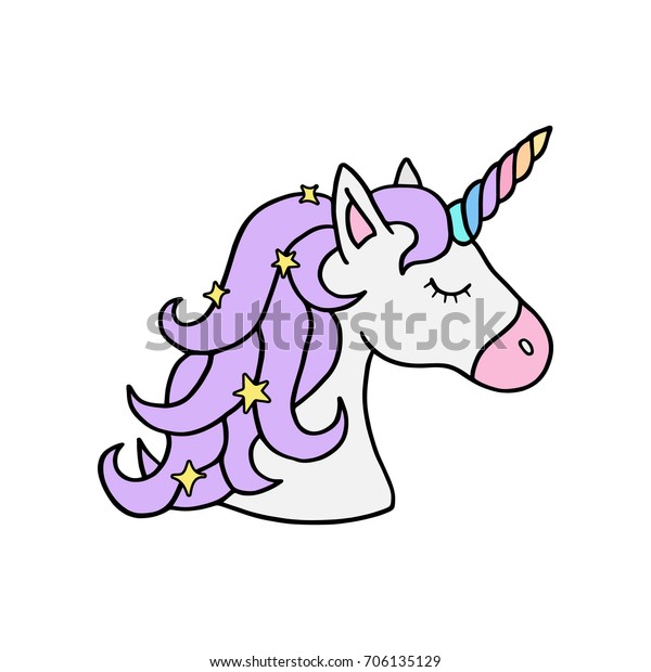 Colorful Rainbow Unicorn Vector Illustration Drawing Stock Vector Royalty Free