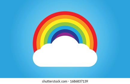 Colorful Rainbow Vector Illustration. Creative Sky Rainbow Cloud Vector Background Template