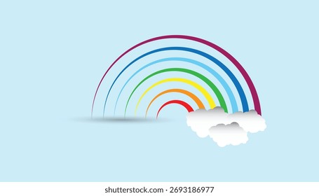 Ilustración vectorial colorida del arco iris. Diseño moderno del Vector de la nube del arco iris del cielo creativo utilizado para el poste de las redes sociales, diseño de la camiseta, Anuncio, cartel.