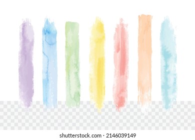 Colorful rainbow watercolor brush stroke set