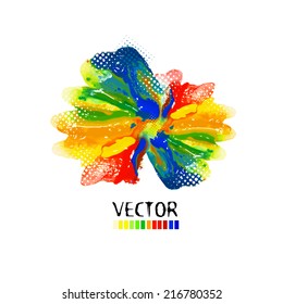 colorful rainbow watercolor flower. Vector 