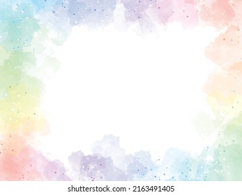 colorful rainbow watercolor splash background frame digital painting