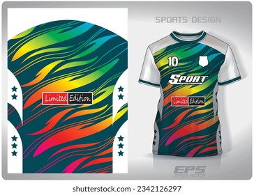 Colorful Rainbow Watermark pattern design, illustration, textile background for sports t-shirt, football jersey shirt mockup for football club. consistent front view