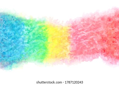 colorful rainbow wave abstract on natural summer watercolor hand paint texture background, vector illustration