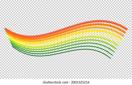 Forma de onda arcoiris colorida sobre fondo transparente. Ilustración de arte vectorial eps10.