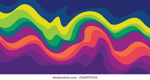 Colorful, rainbow waves, seamless, abstract, gradual background illustrate the sea or ocean water surface in colors of spectrum. EPS 10