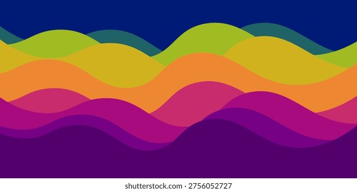 Colorful with rainbow waves, seamless pattern. Gradual background. Illustrate of the sea or ocean water surface in spectrum.