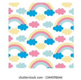 Colorful Rainbows and Clouds Background Wallpaper for Children