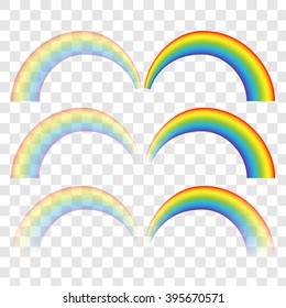 Colorful rainbows. Transparent.Vector