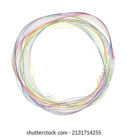 Colorful Rainbows Wave Lines Pattern Circle Frame Abstract Background. Isolated. Vector