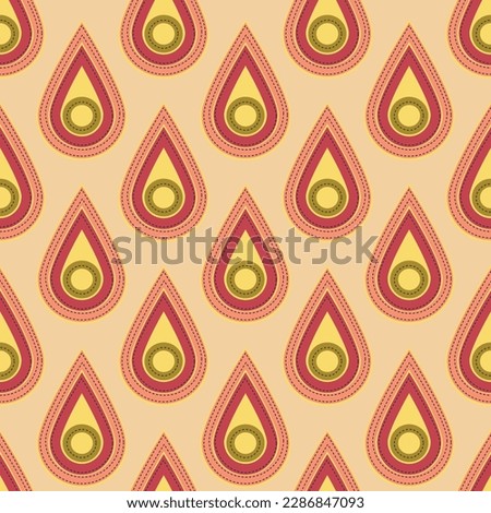 COLORFUL RAINDROP SEAMLESS PATTERN WITH DOTTED LINES ALL OVER PRINT VECTOR