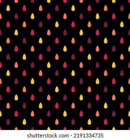 Colorful Raindrops Seamless Pattern With Black Background.