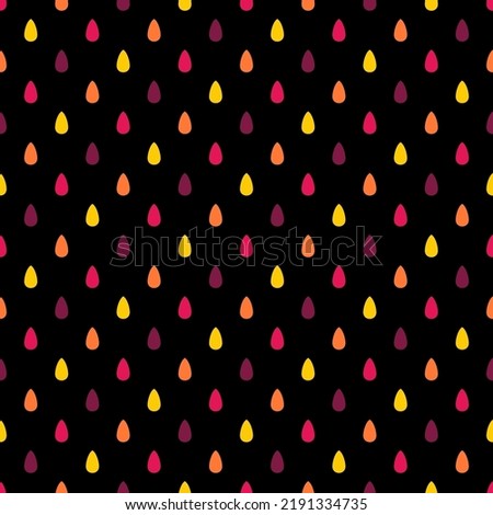 Colorful raindrops seamless pattern with black background.