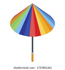 Colorful rainy umbrella icon. Isometric of colorful rainy umbrella vector icon for web design isolated on white background