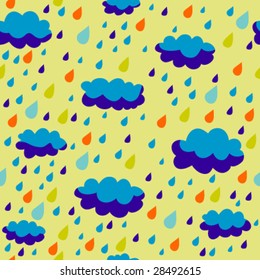 Patrón ininterrumpido del clima lluvioso colorido en el vector