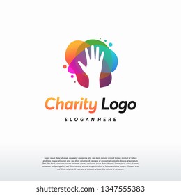 colorful raised hand logo logo vector, Charity logo designs template, design concept, logo, logotype element for template