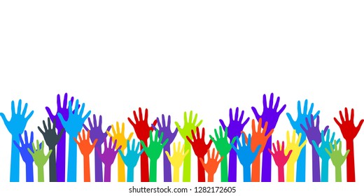 Colorful Raised Hands Group Art Therapy Stock Vector (Royalty Free ...