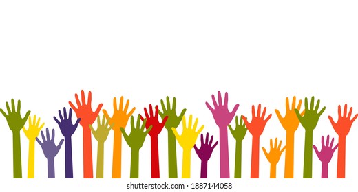 Vector Teamwork Hands Seamless Horizontal Pattern Stock Vector (Royalty ...