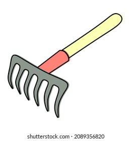 Colorful rake to work in the garden