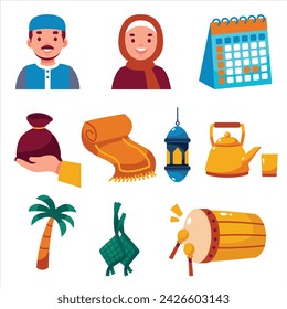 Bunte Ramadan und Eid festliche Elemente Set