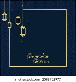 Colorful Ramadan Kareem with Hanging elements. Islamic card template background. translation: "Ramadan for wallpaper design". use for Poster, social media banner. eps vector illustrations design.