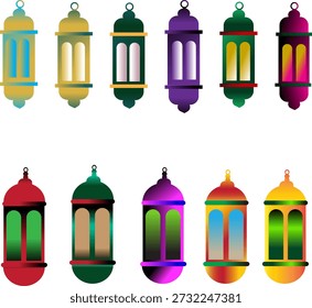 Farbige Ramadan Laternen Kollektion - Vektorgrafik-Set