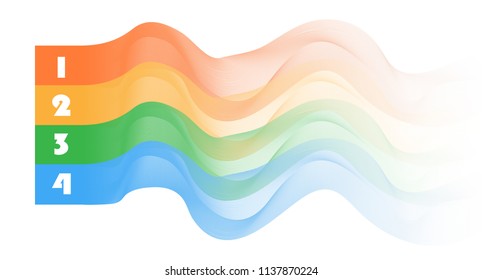 Colorful ranbow curve abstract with 4 white number. Infographic design for presentation, email, education, and bussiness