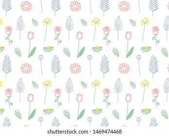 colorful random botanical flower pattern