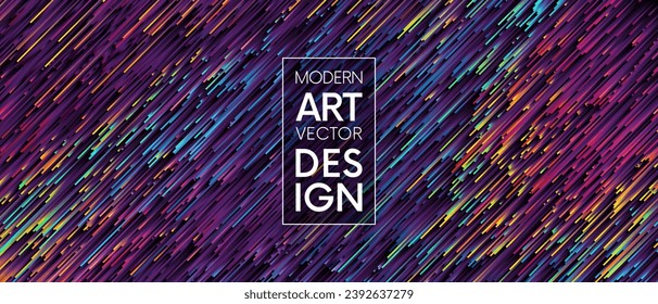 Colorful random diagonal lines background with pixel sorting effect. Rainbow dynamic colorful digital streams texture. Futuristic glitched pixel sorting style background. Vector illustration
