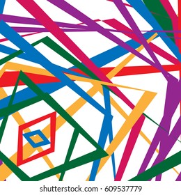 Colorful random edgy pattern. Random overlapping shapes forming rough texture