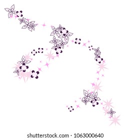 Colorful random flowers forming wavy strands. Abstract confetti vector swirl object from floral elements. Decorative Vector illustration. Holiday decoration, paper packaging, textile design