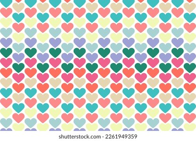 Colorful random hearts, decorative abstract background, random mini hearts, cute backdrop with heart, colored pattern for kids or valentine, vector design