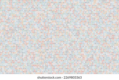 Colorful Random Numbers Background. Math Physics Programming Education Concept. Computer Code Digits Backdrop. Vector Illustration.