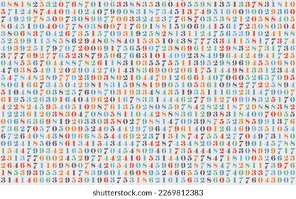 Colorful Random Numbers Background. Math Physics Programming Education Concept. Computer Code Digits Backdrop. Vector Illustration.