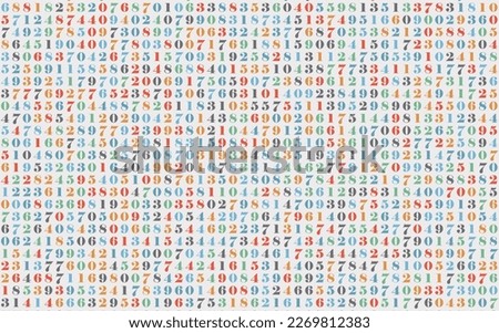 Colorful Random Numbers Background. Math Physics Programming Education Concept. Computer Code Digits Backdrop. Vector Illustration.