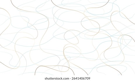 Colorful random pattern golden line stroke on a transparent background. Decorative pattern with tangled curved lines. Random chaotic gold lines abstract geometric pattern vector background.