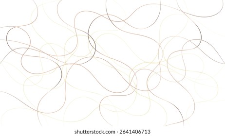 Colorful random pattern golden line stroke on a transparent background. Decorative pattern with tangled curved lines. Random chaotic gold lines abstract geometric pattern vector background.