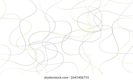 Colorful random pattern golden line stroke on a transparent background. Decorative pattern with tangled curved lines. Random chaotic gold lines abstract geometric pattern vector background.