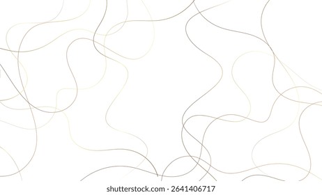 Colorful random pattern golden line stroke on a transparent background. Decorative pattern with tangled curved lines. Random chaotic gold lines abstract geometric pattern vector background.