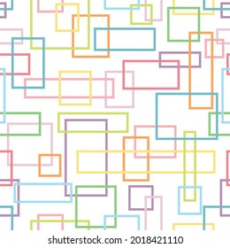 colorful random rectangles. rainbow and pastel color concept. seamless pattern. vector illustration.