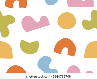 Formas aleatórias coloridas padrão perfeito. Blob abstrato repetir ladrilho. Papel de parede moderno e ativo de design de embalagem.