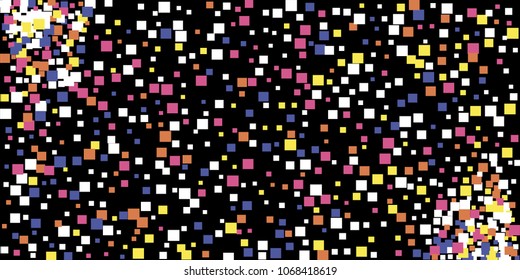 Colorful random squares confetti. Abstract geometric vector background. Flying square elements isolated.  Vector illustration for decorations, paper packaging, textile design