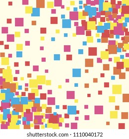 Colorful random squares confetti.  Abstract geometric vector background. Flying square elements isolated. Vector illustration for decorations, paper packaging, textile design
