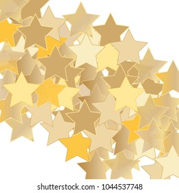 Colorful random stars forming diagonal path. Abstract vector background. Isolated flying rotating circular elements isolated. Vector illustration. Holiday decorations, paper packaging, textile design