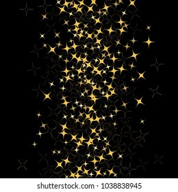 Colorful random stars forming vertical path. Abstract vector background. Flying stars  isolated on black. Vector illustration. Holiday decorations, paper packaging, textile design