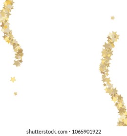 Colorful random stars forming wavy strands. Abstract confetti vector background. Stars isolated. Decorative Vector illustration. Holiday decorations, paper packaging, textile design