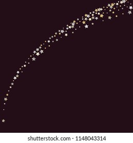 Colorful random stars forming wavy lines. Isolated gradient stellar elements. Yellow pearl nacre gloss. Festive iridescent holographic effect vector template for decorations